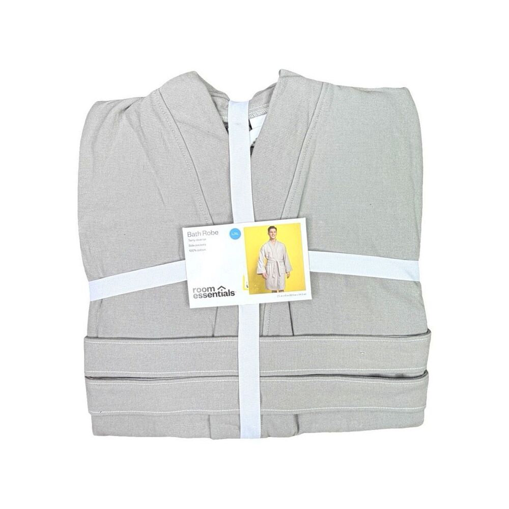 Room Essentials Men’s Bath Robe - Size L/XL - Gray - Picture 2 of 5